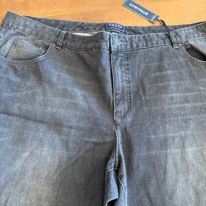 NWT Chaps Black Slimming Madden Straight Stretch Denim Jeans 24W Distressed